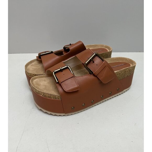 Free People Intentionally Blank Rule Breaker Flatform Sandals in Chesnut Women's - Picture 4 of 8